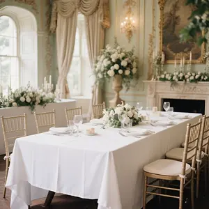 1 Elegant White Rectangular Tablecloth-Perfect for weddings, parties, and outdoor events, Party Decor-Made of durable polyester with multiple size options available