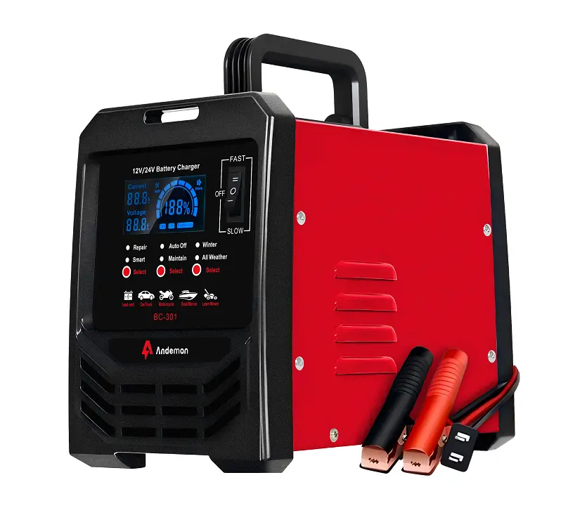 【DealsForYouDays】15A Smart Car Battery Charger, Fully Automatic Battery Maintainer with Engine Start, Auto Desulfator, Battery Repair, Winter Mode, for AGM, STD, Gel, Deep Cycle Batteries