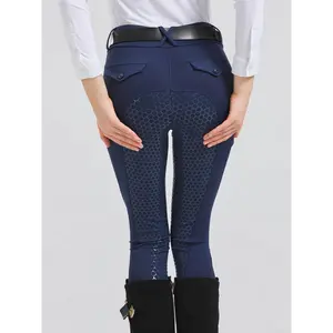 [High-Elasticity Riding Pants] High-Elasticity & Durable Women's Full Silicone Breeches | Geometric Pattern Equestrian Pants with Pockets, Comfortable Wear-Resistant for Horseback Outdoor Sports, Gear