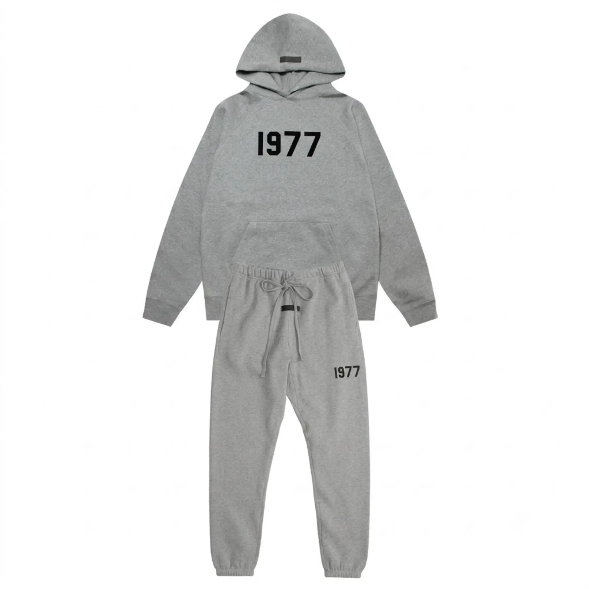 Men's 1977 Gray 2-Piece Hoodie & Joggers Set, Unisex Pullover Sweatshirt and Sweatpants, Casual Matching Tracksuit, Cozy Streetwear Outfit