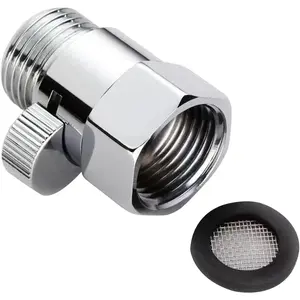 Brass Shower Head Shut Off Valve G1/2 Water Flow Control Pressure Regulator with Handle for Shower Head or Bidet Spray Silver