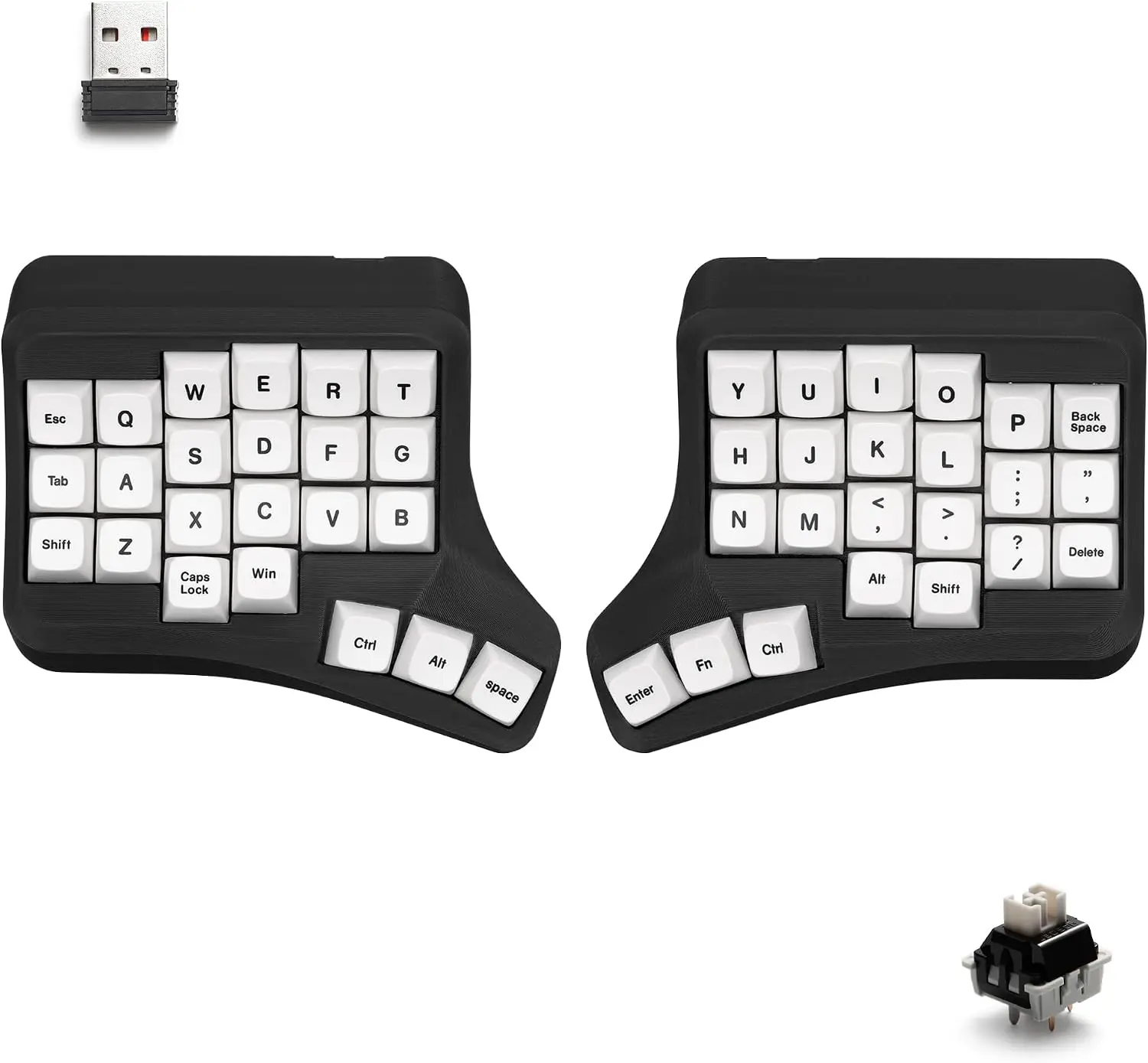 Wireless Split Mechanical Keyboard, 40% Velvet Ergonomic Hot Swappable, Fully Programmable QMK/VIAL Columnar-Staggered Layout