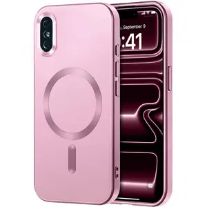 Magnetic phone case for iPhone X/XS XR XSMAX with Protective Shockproof Cover matte luxurious metallic luster design and full camera lens protection film Cover Casing, Accessories