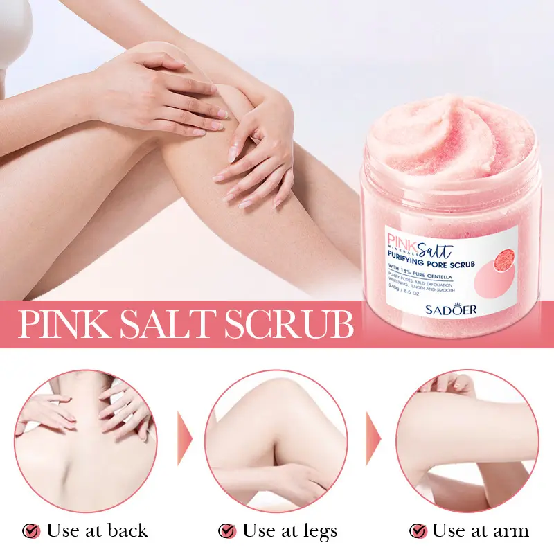Natural Pink Salt Exfoliating Scrub, Pore Cleansing Body Scrub 250g, Remove Dead Skin, Body Skin Care For Women, Cosmetic, Body Exfoliant, Body Scrub Exfoliator