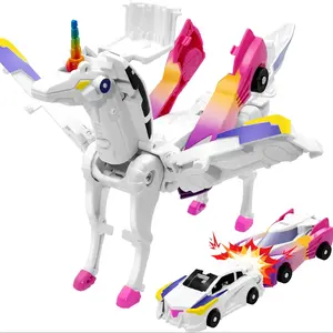 Unicorn Car Transformation Toy, 2-In-1 Magnetic Unicorn Car Set for Boys & Girls 3-12 Years, Transformer Car, Birthday Party Gift, Christmas Present