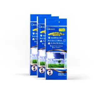 Garsum Window Fly Traps Indoor Fly Paper Bug Sticky Strips House Fly Killer Window Decal Non Toxic 4 Pcs per Pack Total 12 Pieces