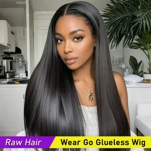 Raw Vietnamese Hair SDD 5x5 Wear Go HD Glueless Wig Human Hair Pre Plucked Pre Cut Pre Bleached Knots Super Double Drawn 100% Humna Hair 200% Density