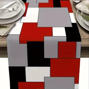 Geometric Colorblock Table Runner, Rectangular Tablecloth, Table Decoration Supplies for Home Kitchen Dining Room, Vanity Decor Accessories