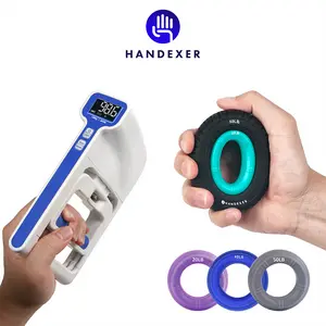 Handexer 2-in-1 Grip Strength Tester & Trainer Set, 265lb Digital Hand Dynamometer with Grip Ring Kit, Backlit LCD