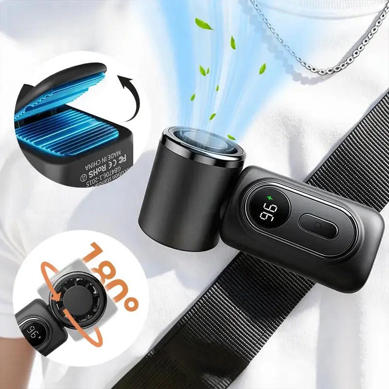 Mini Portable Handheld Clip Fan, 3-in-1 Rechargeable 3000mAh Battery, 5 Speeds, 180° Adjustable Airflow, USB Cooling, Perfect for Travel, Office, and Personal Use - Protection