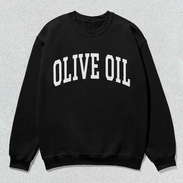 Men's Olive Oil Casual Long Sleeve Round Neck Collegiate Crewneck Sweatshirt, Unisex Tops
