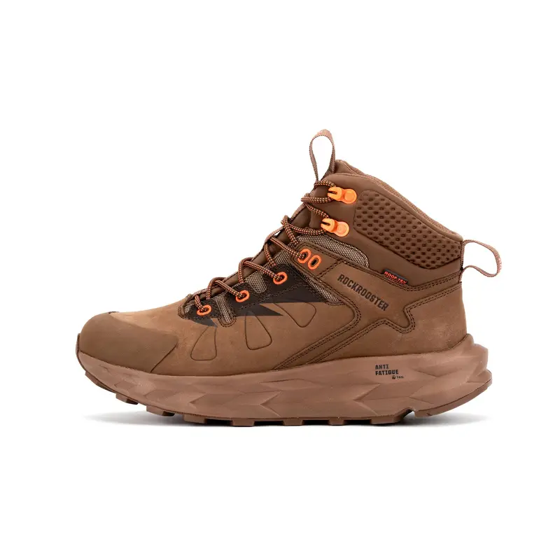 Rock Rooster Farmington 6" Waterproof Hiking Boots for Men - Nubuck Leather, Vibram Outsole, Anti-Fatigue Foam Insole, PORON Cushioning, Breathable ROOF-TEX Membrane - All-Terrain Trekking & Camping Shoes