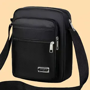 【Fashion Style】Men's Black Cross-Backpack - Multi-Compartment Business Shoulder Bag With Adjustable Shoulder Straps, Compact Design, Suitable For Travel And Daily Use, Business Accessories | Fashion Business Bag | Safe Closure Bag, Small Cr