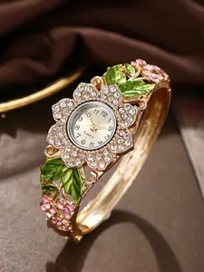 Elegant Floral Quartz Watch, Perfect Gift for Birthdays & Christmas, Ideal for Daily Wear & Parties, Stylish Leaf Design, Fashionable Wristwatch, Modern Fashionable Wristwatch