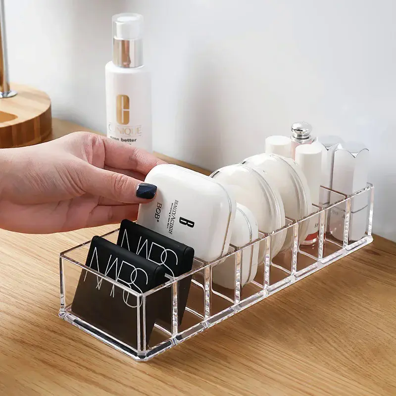 Clear Acrylic Makeup Cosmetics Organizer Storage Box Compact Jewelry and Cosmetic Storage Box for Vanity and Dresser Plastic 6 Grid