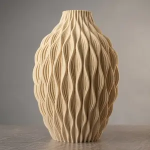 Ivory Cascade Vase – Modern Sculptural Wave Vase, 3D Printed Textured Decor, Minimalist Japandi Home Accent