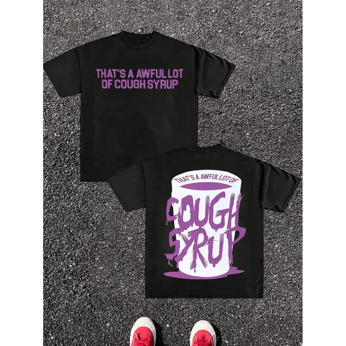 Men's Lightweight Short-Sleeve Graphic T-Shirt with Humorous Cough Syrup Print, Athletic Top for Summer Sports & Casual Streetwear, Menswear Clothing