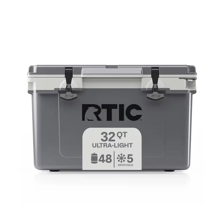 RTIC Outdoors Ultra-Light Grey 32 Quart   Insulated Hard Cooler - Superior Insulation  , Large Capacity Camping Ice, Portable Chest for Fishing, Beach, Outdoor Trips