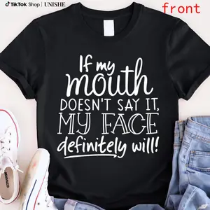 Women's Casual Black Tee with Fun White Lettering Graphic for Everyday Wear