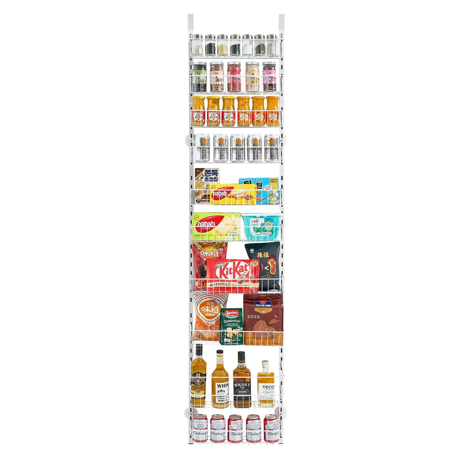 【Summerfinds】VEVOR 10-Tier Steel Over-the-Door Pantry Organizer Hanging Storage Rack, Adjustable for Kitchen, Bathroom Organizer, Spice Rack, Cabinet Mount, Hangable