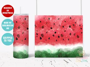 2-PACK watermelon sublimation transfer for 20oz Skinny Tumbler - Ready to press - DIY Specialty Supplies - T046