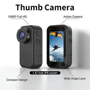 1.47-in HD IPS Display 1080P Mini Portable Action Cam  120° Wide-Angle Glass Lens Magnetic Neck Strap Mount, Compact Dual-Camera System, Sports/Vlogging Camera with USB & AVI Support, Ideal for Security Patrols, Outdoor Cycling, Digital Zoom, Cmos, Live V