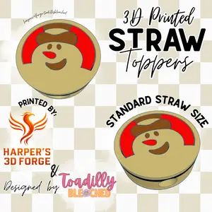 Snowman Cookie 3D Printed Straw Topper/Accessory. straw charm 3d printed, drinkware accessory