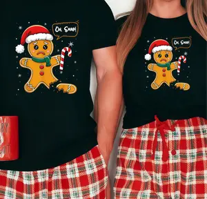 1 piece Funny Oh Snap Gingerbread Man Cookie X Mas PJs-Shirt  Graphic Tees Men women Party Essential  Tee Men women Party Essential  Tee Tops-Shirt