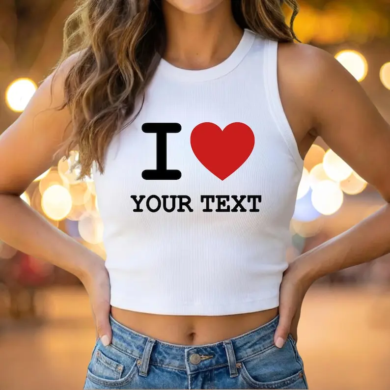 Custom Text Micro Rib Racer Tank, Personalized Graphic Tank Top, Custom Name Women's Apparel