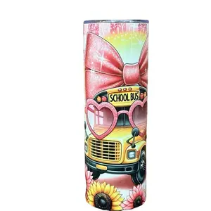 School Bus 20oz Tumbler - Colorful Drinkware Bottle with Fun Design for Kids favorite driver
