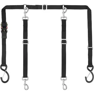 Truck Bed Dog Tether for Two Dogs, Adjustable Double Safety Ratchet Tightening Dog Leash System for Pickup, SUV, Cars & Trucks