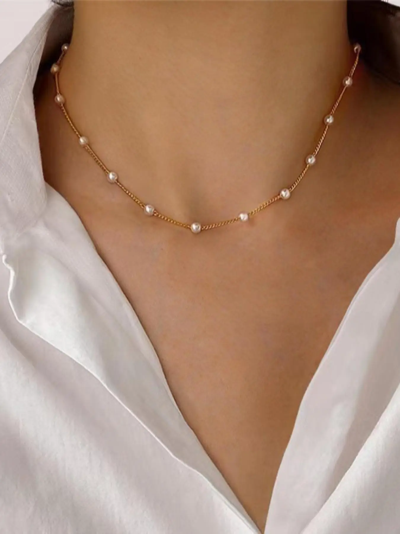 Faux Pearl Decorated Fashion Necklace As Gifts for Girlfriend, Elegant Beaded Necklace, 2024 Fall/Summer Women Elegant Chain Necklace Jewelry for Party, Daily Clothing Decor, Women Accessories