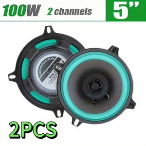 5-inch 100W 2-way car coaxial speaker - high-quality audio, suitable for your car door - full range speaker, suitable for modification/replacement - green