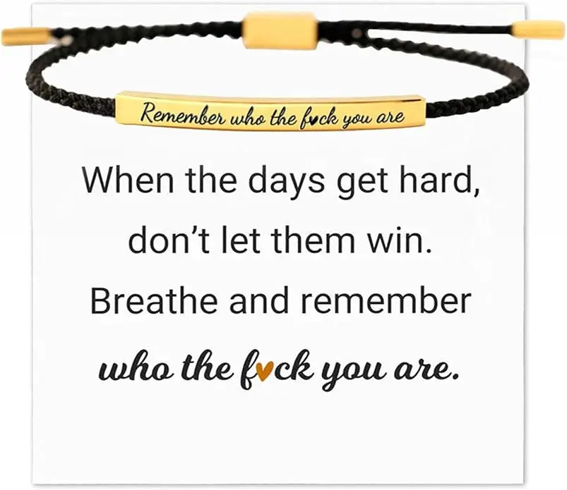 Women's Adjustable Handmade Braided Bracelet - Stainless Steel Engraved Tube, Inspirational "Don't Let Hard Days Win" Message, Braided Nylon Soft Texture, Adjustable Strap, Bangle, All Seasons Jewelry Gift, Adjustable Strap Bracelets