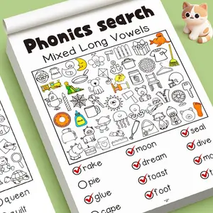 Reading Practice Book for Kids, Interactive Vocabulary Learning Activity, Early Reading Skills Development, Focus & Cognitive Skill Training, Learning Tool, Learning Materials, Mixed Long Vowels, Phonics