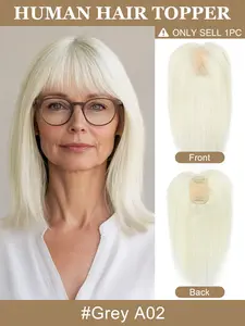 Real Human Hair Toppers for Women Daily 360° Bangs 3D Hair Pieces with Thinning Hair Bangs20, 25, 30, 35cm  Real Hair Women's Wig Set, Increase Volume, Change Style, Fashionable Straight Hairstyle