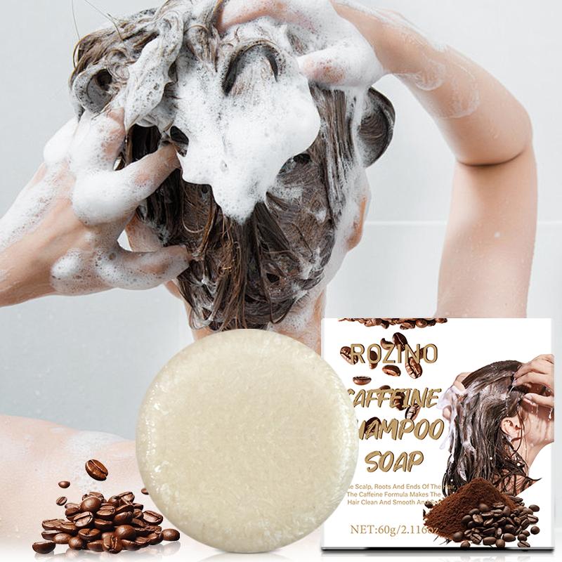 ROZINO Caffeine Shampoo Soap - Deep Cleansing for Scalp Hair Loss, Organic Hair Oil Control, Solid Shampoo for Hair Growth, Refreshing & Hydrating Soap, 60g