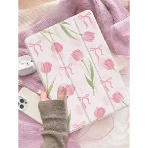 Ayotu Flower Bow And Rose Patterned Protective Case With IPad 10.2 Inch 2021/2020 IPad 9th/8th Generation,Compatible With Samsung Galaxy Tab A8 10.5 Inch 2022,Compatible With Huawei Matepad 10.4/ Tab Cover,With Pen Holder,Supports Automatic Sleep/Wake Lid