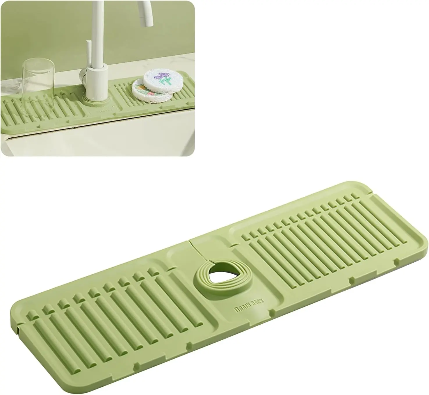 Faucet Mat for Kitchen Sink - 2026 Upgraded Premium Silicone Splash Guard with Fast Drying Properties - Protective Sink Tray Ideal for Stone Sinks in Kitchen & Bathroom