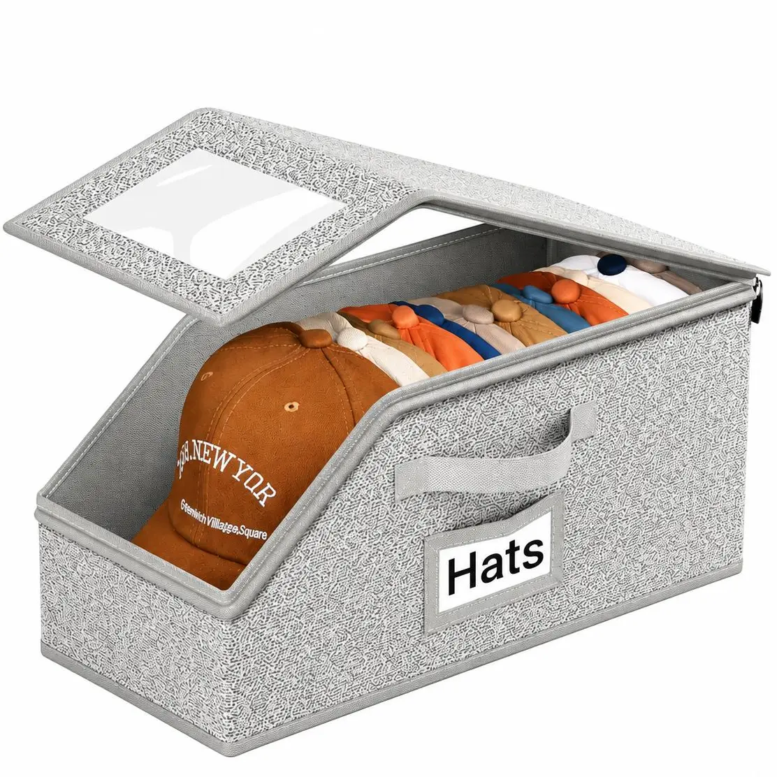 【Summer Sale Deals】Stackable Hat Storage Boxes for Baseball Caps, Holds Up to 12 Hats, Durable Cardboard Box for Men,  Wardrobe Organizer  storage organization organizer storage sturdy snapback box toy organizer storage stuffed animal storage Grey tik