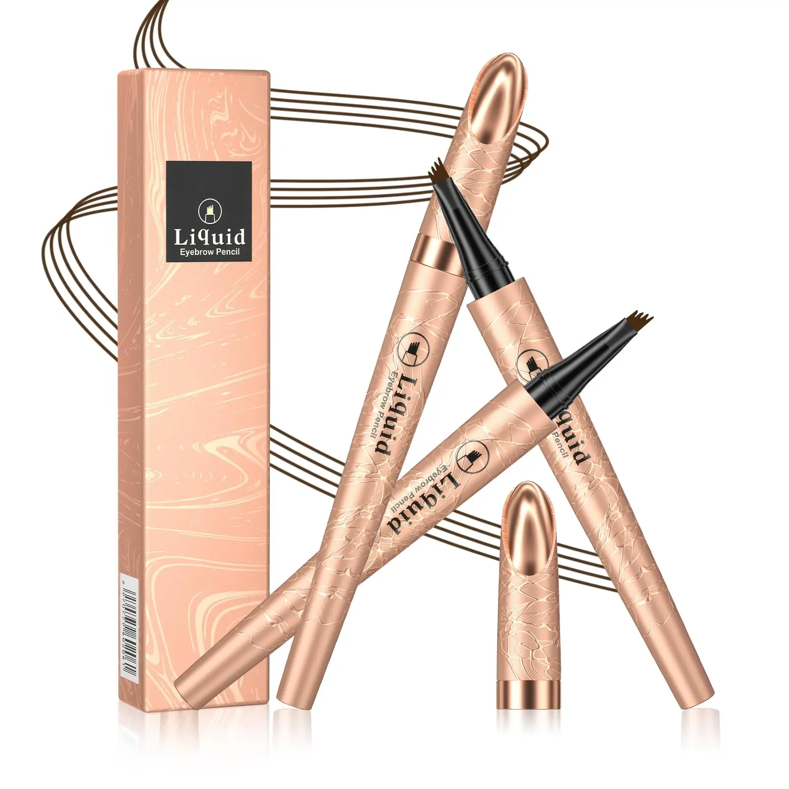 QIC Magic 4-Tip Eyebrow Pencil, Upgraded 3D Long-Lasting, Waterproof, Microblading Eye brow Pencil, Eyebrowtint, Creating Natural Looking Brows, Brow Makeup Tool Flawless Cosmetic For Women Daily Use and Gift Light Brown