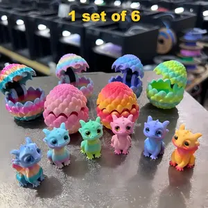 12-Pack Random Color 3D Printed Dragon Egg Set -Includes 6 Dragon Eggs+ 6 Mini Dragons, Cute Collectible Figurines, Cute Cartoon Figurine, Home Decor, Holiday Decorations & Unique Party Gifts, Vibrant Colors