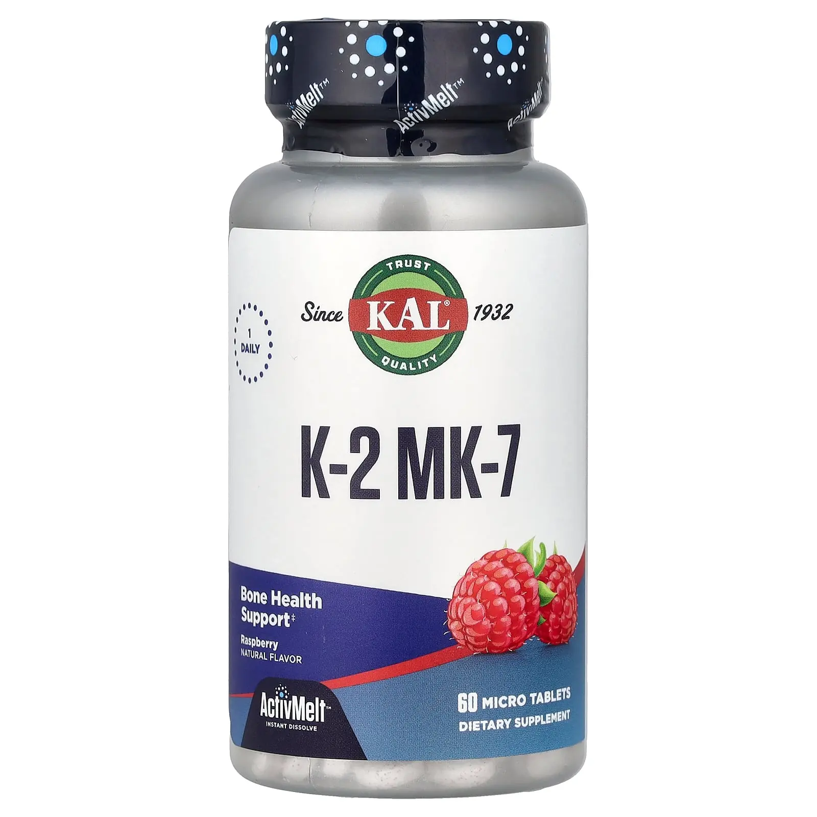 KAL K-2 MK-7, Raspberry, 60 Micro Tablets (100 mcg per Tablet) KAL K-2 MK-7, Raspberry, 60 Micro Tablets (100 mcg per Tablet)