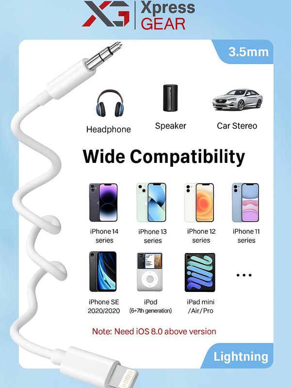 Xpress Gear Lightning to AUX Cable | Connect iPhone to Car & Headphones