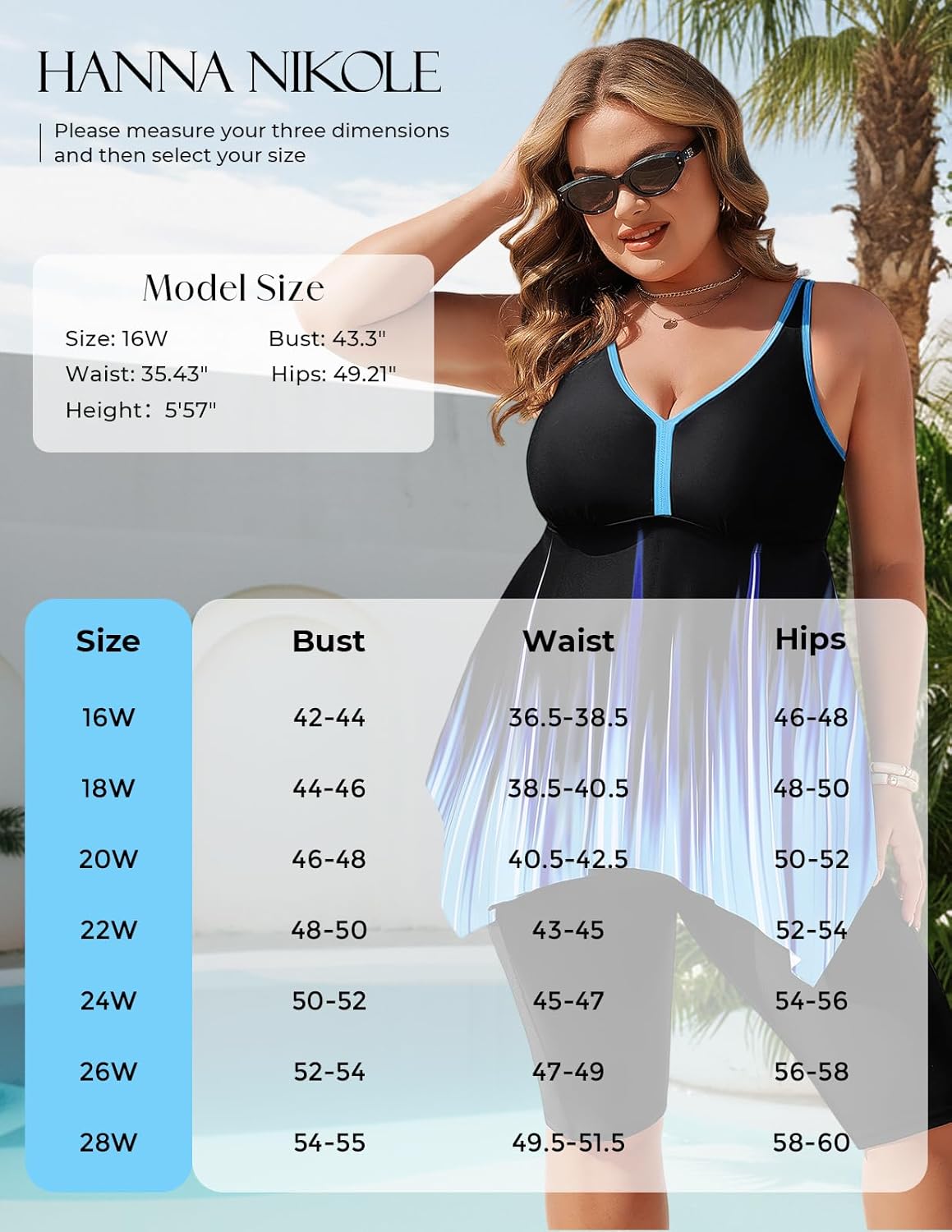 Hanna Nikole Women Plus Size Tankini Swimsuit 2 Piece Bathing Suits with Pockets Flowy Rash Guard Swimwear with Capris Shorts