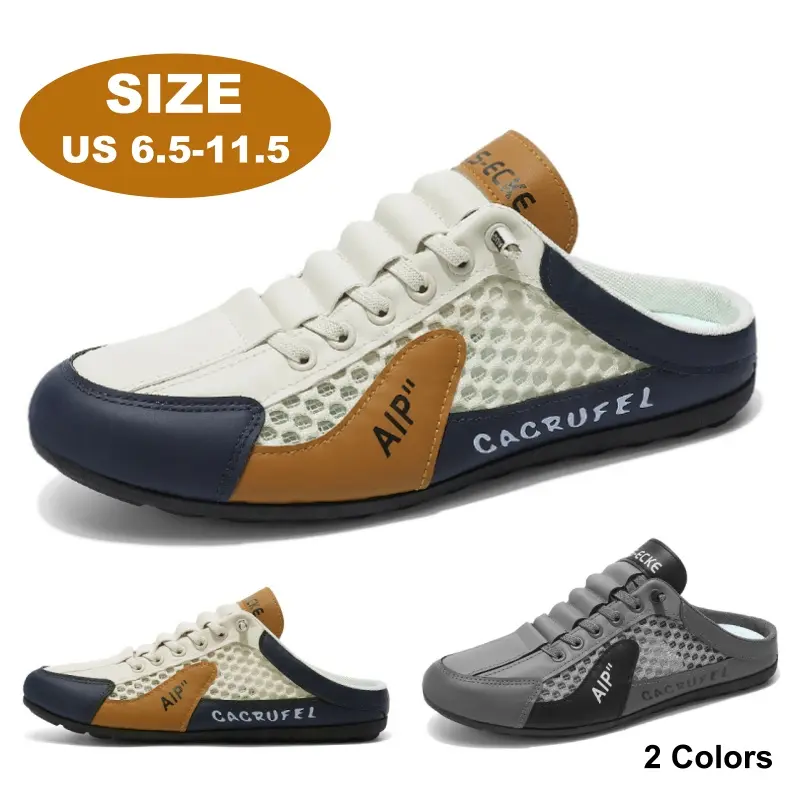 Men's Minimalist Closed-Toe Mesh Breathable Slip-On Loafers - PU Leather Basic Daily Wear Summer EVA Boarding Shoes with Letter Print, Synthetic, Pvc Sole, Round Toe, Indoor/Outdoor, Lightweight