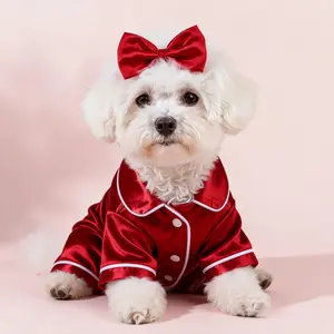 Pet Pajamas Clothes Teddy Bichon Bear Pomeranian Bulldog Clothing Puppy Dog Cats Comfortable Silk Clothing dog clothes