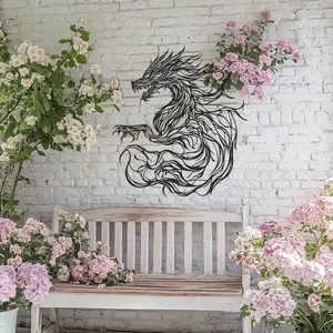 Metal Dragon Wall Art Sculpture - Intricate Iron Silhouette Design for Garden, Patio, Living Room, or Outdoor Decor - Perfect Gift for Holidays and Special Occasions, Dragon Decor