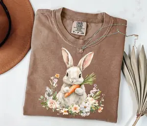 Comfort Colors Easter Bunny Shirt, Easter Shirt, Easter Bunny Coquette T-Shirt, Easter Shirts for Women Easter, Bubble Gum Bunny T-Shirt - LORA ATCHER