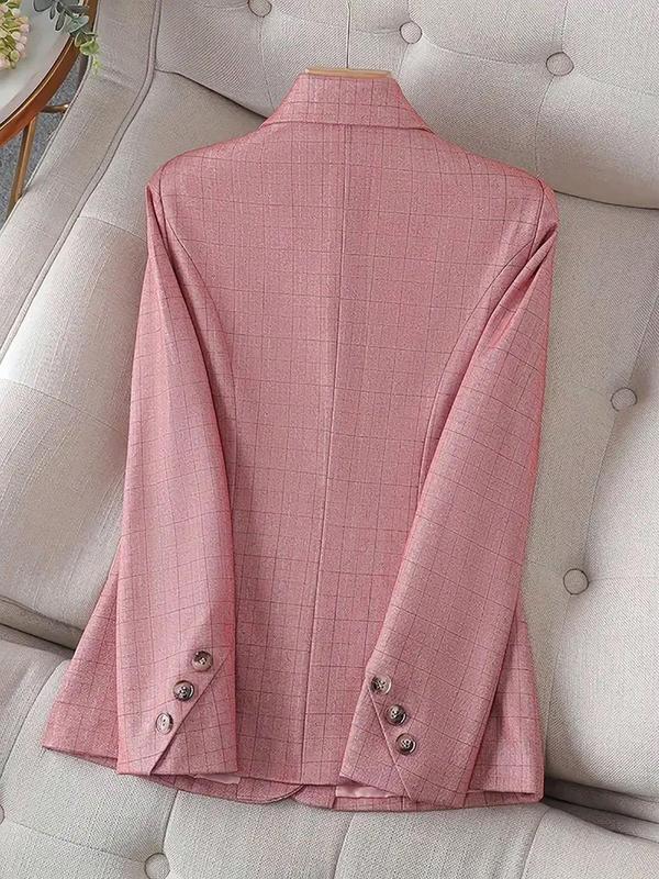 Women's Solid Color Lapel Neck Button Blazer, Elegant Long Sleeve Blazer for Work Office Business, Winter Clothes Women, Ladies Blazer for All Seasons，  Business Wear
